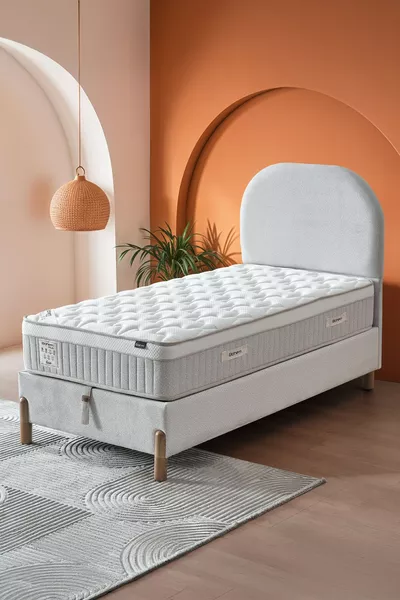 طقم نوم بوهم بلس فردي – سرير بجيب زنبركي، قاعدة مع صندوق تخزين، مجموعة كاملة