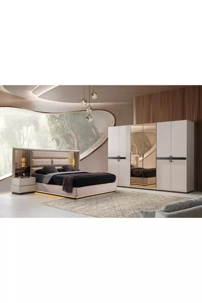 EMİR MDF Mit LED-Bettenzimmer mit Untergestell