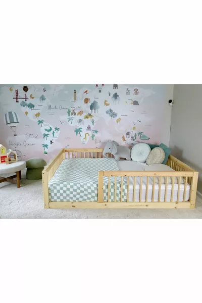 SRKYHOME KONZEPT Häufig und Rund Latten Montessori Natur Kinder- und Babybett