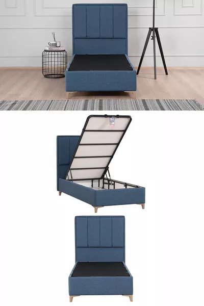 Набор с изголовьем и основанием с ящиком Gold Therapy, синий (кровать не включена)