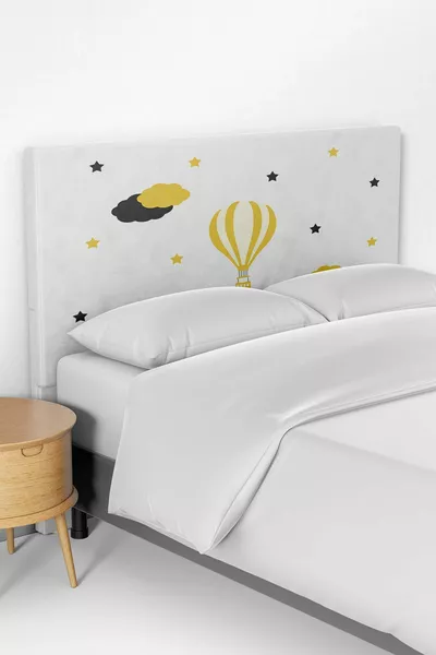 Yellow Balloon Patterned Children's Room Bed Base Headboard Cover