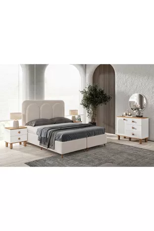 Montage Gratuit - Chambre à Coucher Complète en MDF Rosa avec 6 Portes