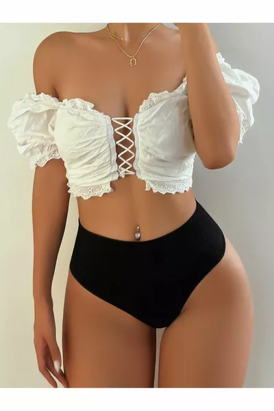 Montela Model Corset Tummy and Abdominal Tightening Thong Slip Panty Black Color