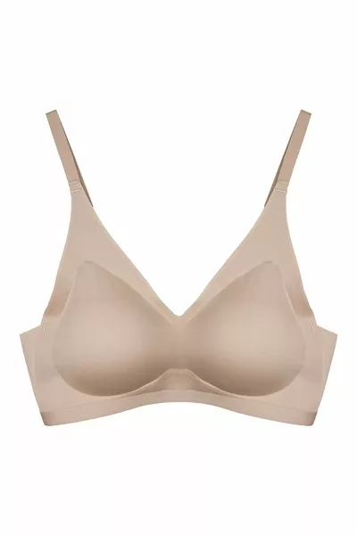 Кафяв безшевен сутиен с лазерно рязане, с подвижна подплата, невидим сутиен с халки и регулируеми презрамки