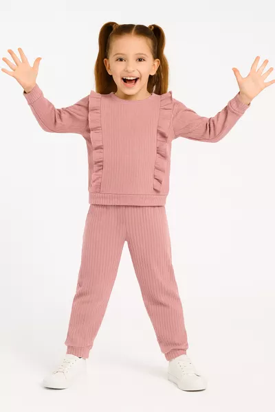 Детски комплект за момичета с дълъг ръкав от памук с набор