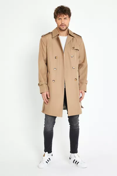 Manteau et trench-coat pour homme avec doublure à carreaux Camel