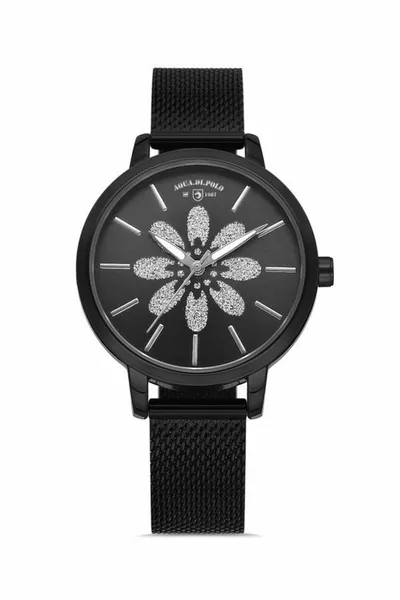 Damen Schwarze Bast-Armbanduhr