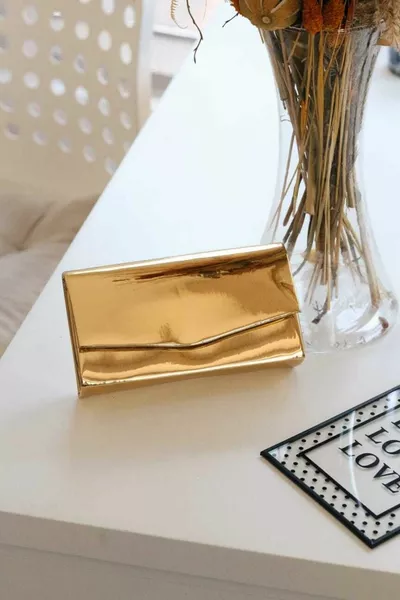 Borsa a Spalla Mini Donna in Pelle Lucida Oro