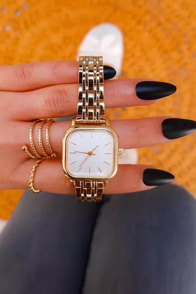 Minimal Quadrat Gold Damenarmbanduhr