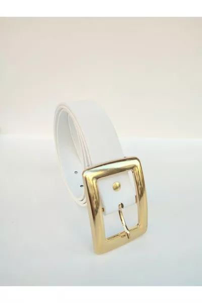 Ceinture Femme Boucle Dorée Blanche