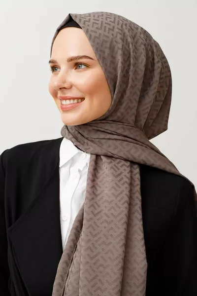 Gray Z Pattern Silky Jacquard Scarf
