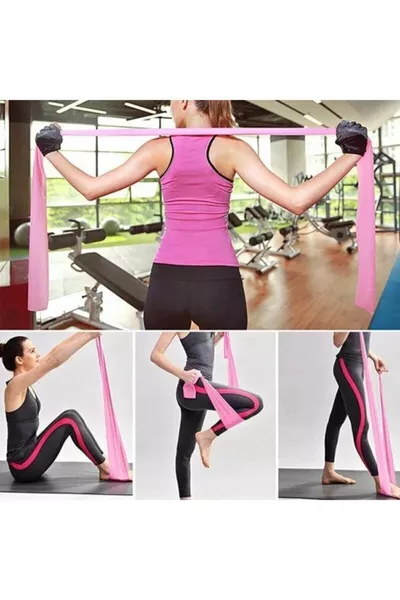 Pilates Bandı Jimnastik Plates Lastiği  cm Egzersiz Aerobik Bant 1 Adet Pembe