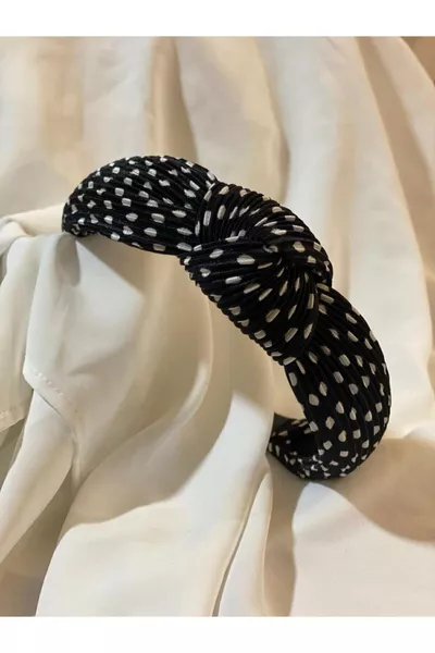 Polka Dot Black Satin Headband
