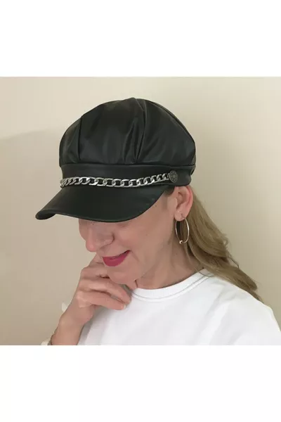 New Season Faux Leather Women's Hat