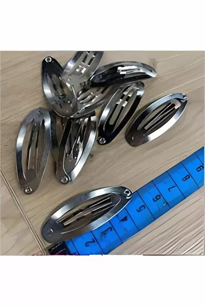 Accessorio per fermaglio a pressione in metallo con clip argentata da 5 cm - Pezzo