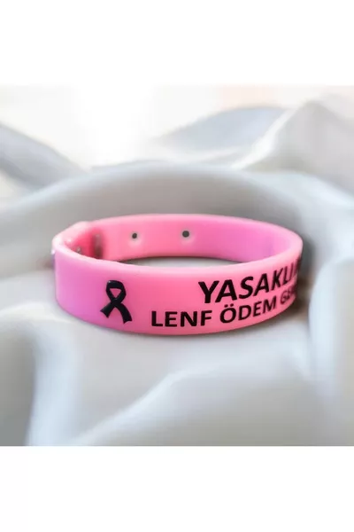 Meme Kanseri Farkındalık Bilekliği Lenf Ödem Bilekliği Yasaklı Kol Uyarı Bilekliği  (BOYASI ÇIKMAZ)