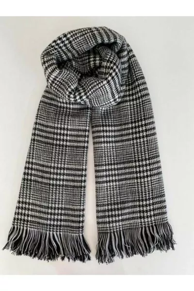 Women's Black Plaid Reversible Soft Textured Scarf