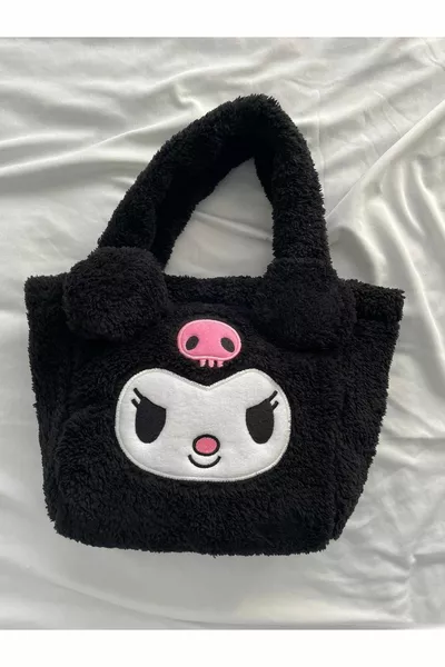 Anime Sanrio Kuromi Kawaii Plush Handbag Black