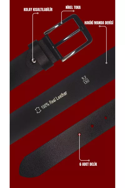 Men's Black Sports % Genuine Leather Belt