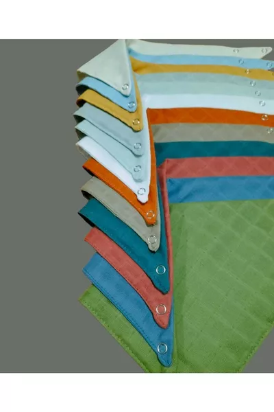 %قطن مئزر طعام للأطفال من موسلين مع ياقة وشال بطبقتين