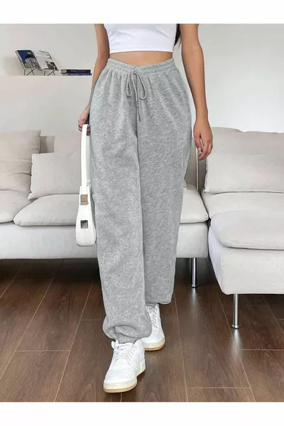 Pantaloni della tuta da donna jogger in tessuto spesso con polsini elasticizzati