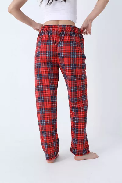Унисекс пижамные штаны в клетку с эластичным поясом
