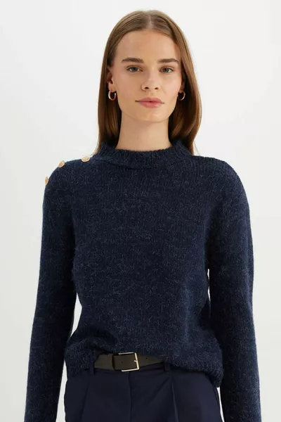 Regular Fit Zachte Textuur Ronde Hals Trui WN