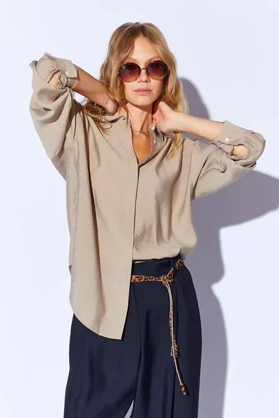 Toprak Modal Soft Textured Soft Hidden Snap Detailed Oversized Women's Shirt | 