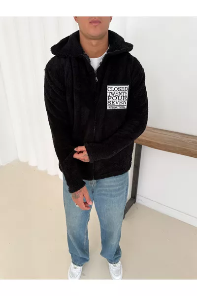 Unisex Oversized Gesloten Geborduurde Pluche Collegejas