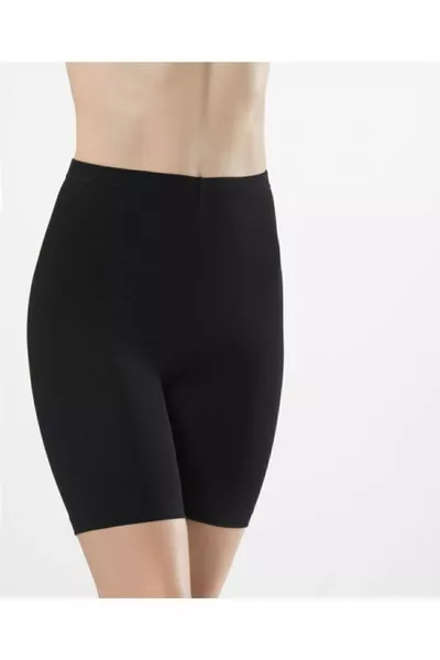 Women's Black Cotton Elastic Waist Shorts