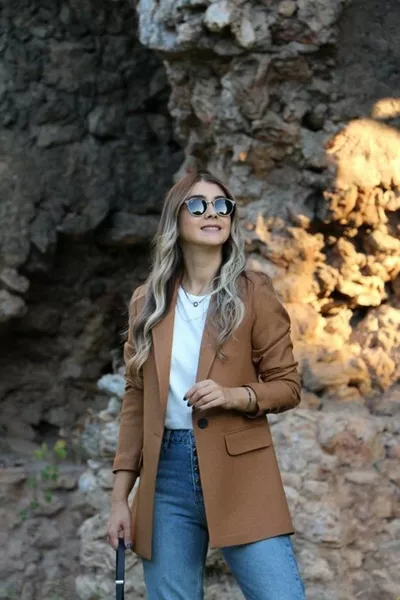 Coffee Wool Effect Blazer