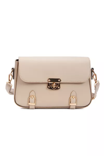 حقيبة يد وكتف نسائية بحزام متقاطع وتفاصيل قفل