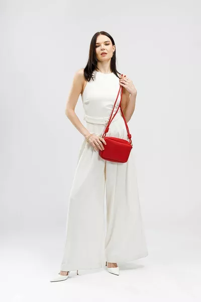 Women's Mini Shoulder Bag with Cross Strap and Zipper