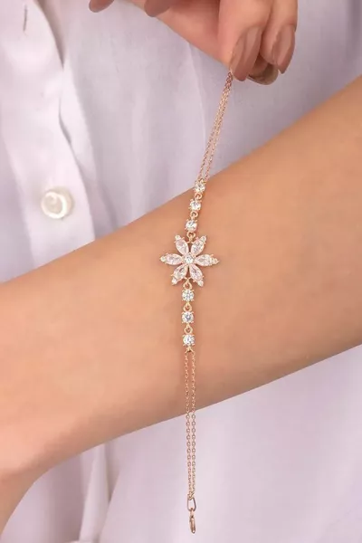 Zilveren Nargis Bloem Armband