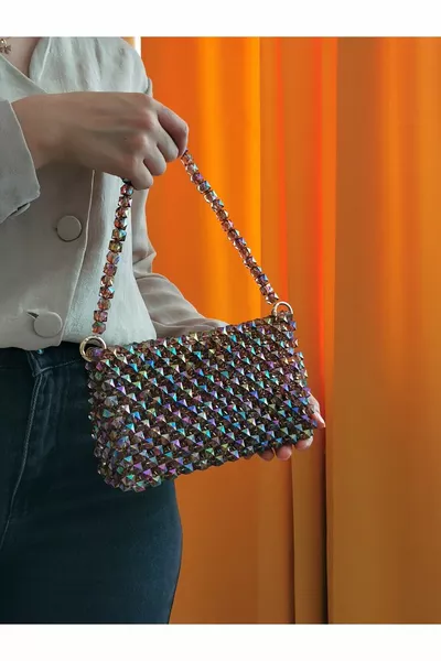 Crystal Galaxy Beaded Bag - Evening Bag - Party Bag - Shoulder Bag