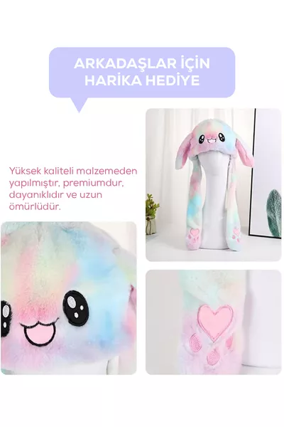 قبعة أرنب بأذنين مضيئتين وملونة