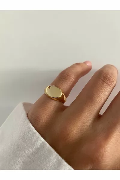Women's Gold Oval Pinky Knight Ring