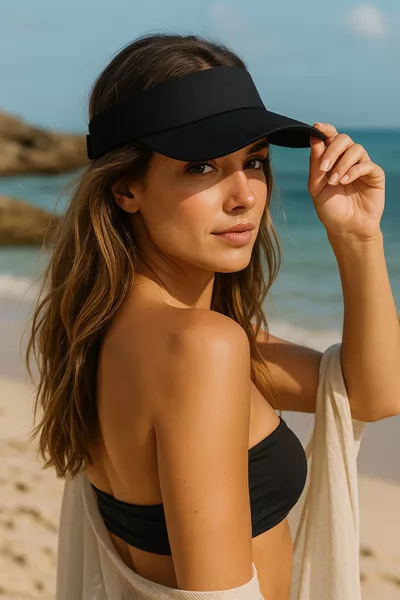 Casquette ouverte à visière longue noire - Casquette élégante protectrice contre le soleil 
