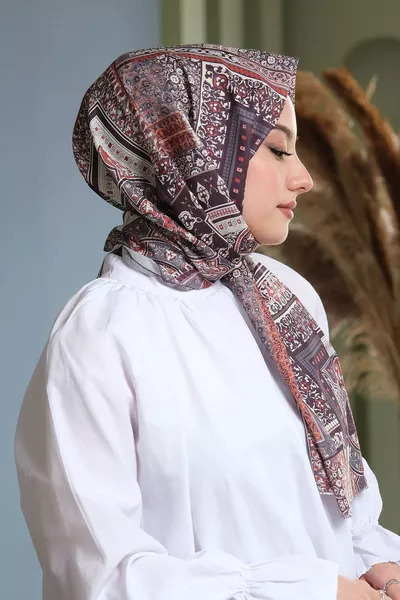 Red Cotton Scarf with Paisley Pattern