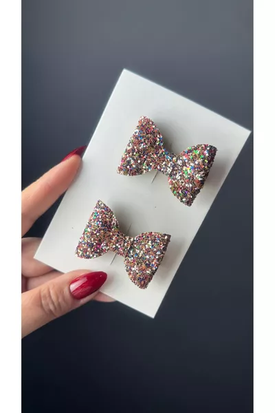 Детска пудра микс с брокат, фиби с панделка