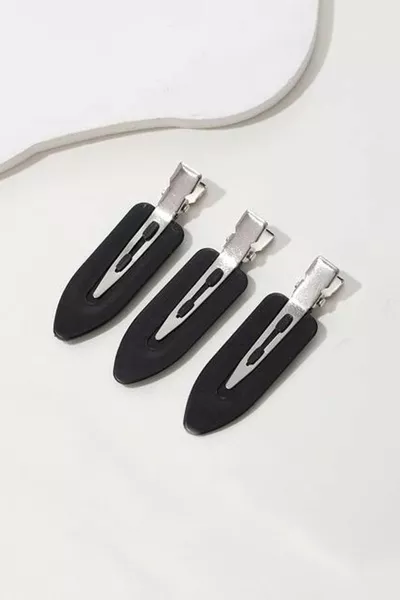 مجموعة مشابك شعر نسائية سوداء ثلاثية لا تترك أثر مع العناية بالبشرة والمكياج