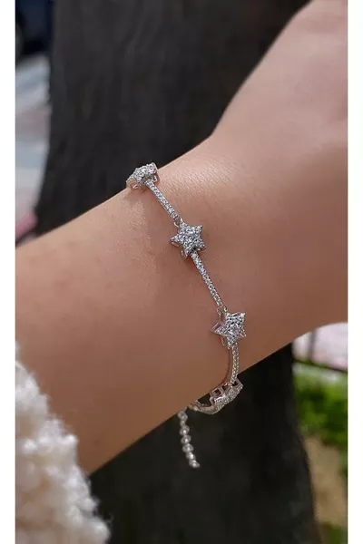 Zilveren sterrenmodel armband met sterren 