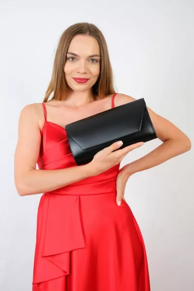 Borsa da sera da donna in tessuto nero con catena, clutch da donna