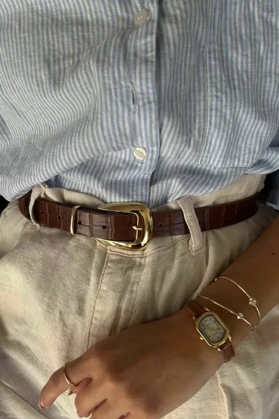 حزام دبوس مع ذهب وندي