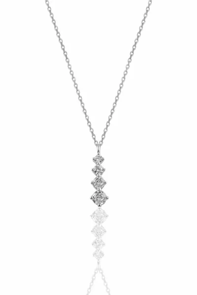 Silver Rhodium Zircon Stone Diamond Model Sparkle Necklace rodaj