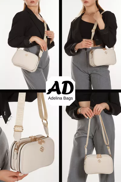 Women's Shoulder Bag with Clover Detail and Cross Strap