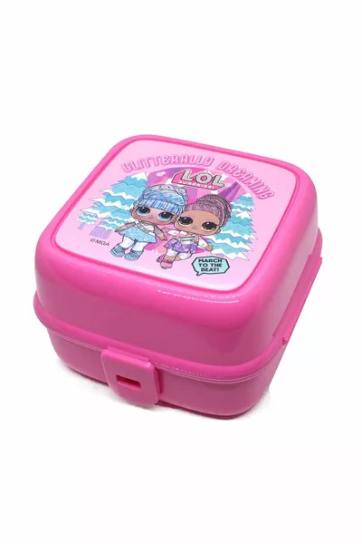 Lol Pink Lunch Box 3-Compartment with Fork and Spoon Set - Original Licensed Product