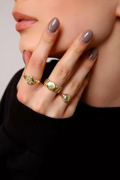 Women's Gold Color Vintage Ring Set