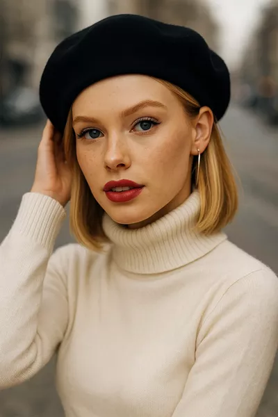 Black French Painter's Felt Beret Hat