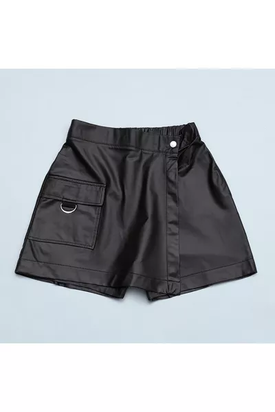 Girls' Leather Skirt Shorts - 